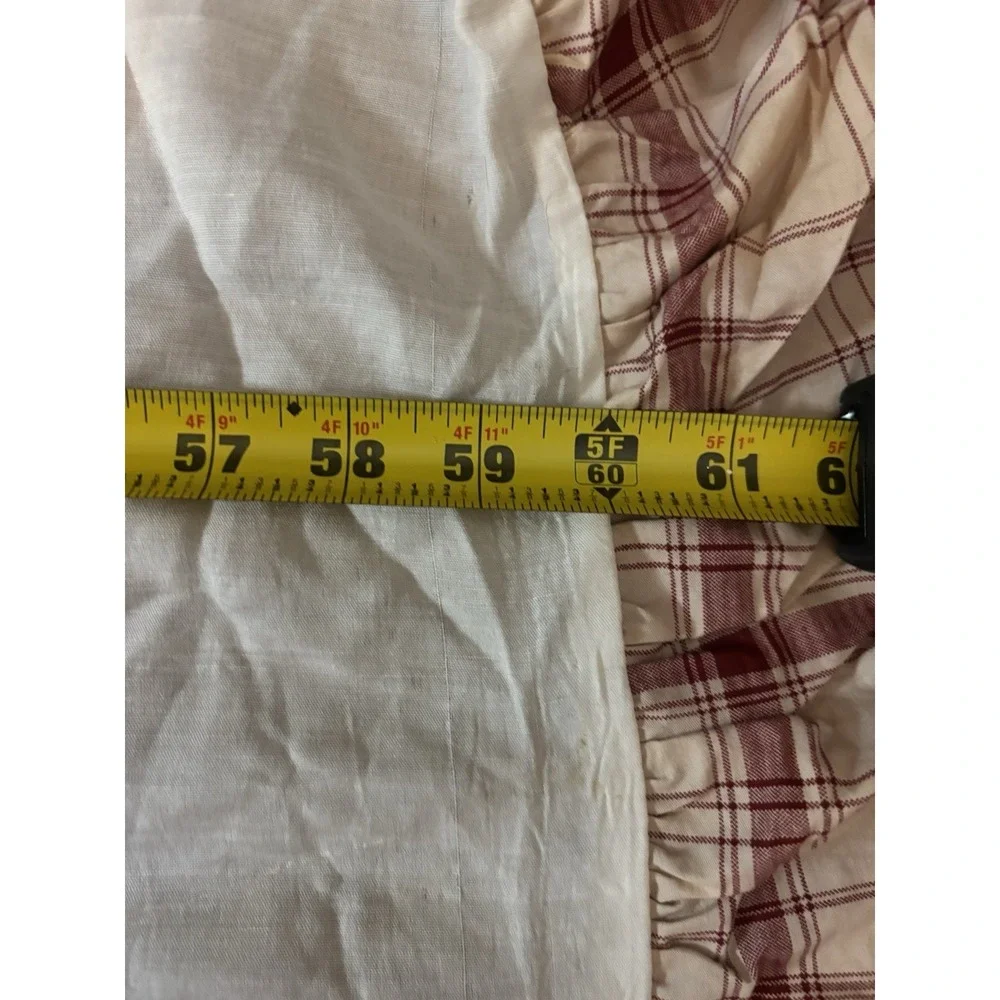 Mary Jane's Home Queen‎ Bed Skirt Red Beige Plaid Country Cottage Farmhouse